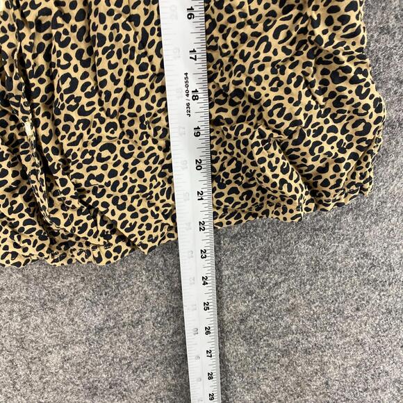 Old Navy Top Women S Small Brown Animal Print Button Up Crew Neck Short Sleeve - Picture 8 of 9